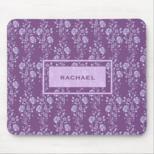 Söt Lila och Lilac Söt Blommigt Monogram Musmatta