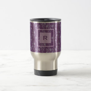 Söt Lila och Lilac Söt Blommigt Monogram Resemugg