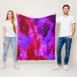 Söt Lila och Red Garden Phlox Flowers Fleecefilt