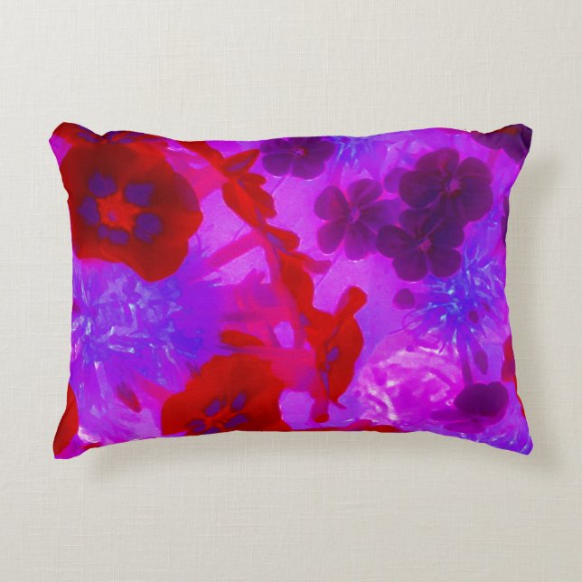 Söt Lila och Red Garden Phlox Flowers Prydnadskudde (Framsidan)