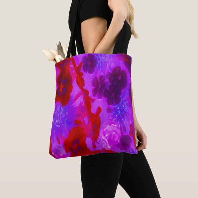 Söt Lila och Red Garden Phlox Flowers Tygkasse (Närbild)