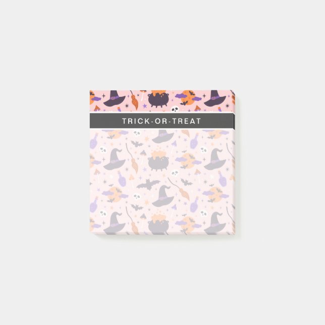 Söt lila och rosa Halloween-mönster Post-it Block (Framsida)