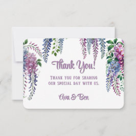 Söt Lila och Rosa Wisteria Bröllop Tack Kort