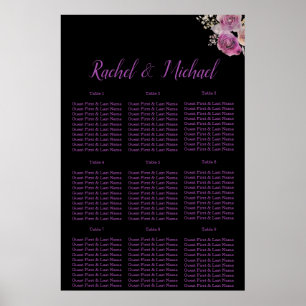 Söt lila och svart Blommigt Charm Bröllop Poster