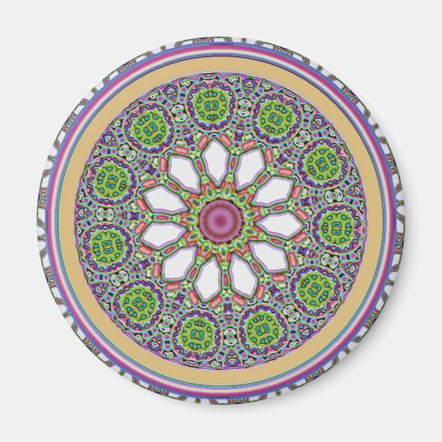 Söt Lila och vit Daisy Blommmosaik Magnet (Framsidan)