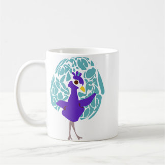 Söt lila påfågel abstrakt blad mönster kaffe kaffemugg