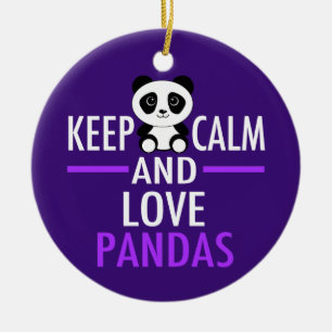 Söt Lila Panda Älskare Julgransprydnad Keramik