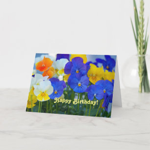 Söt Lila Pansies Blommigt Fotofödelsedagen Kort