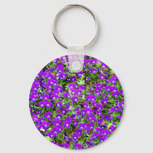 Söt Lila Pansies ler på en Nyckelring
