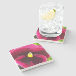 Söt Lila Pansy Blommigt Stenunderlägg