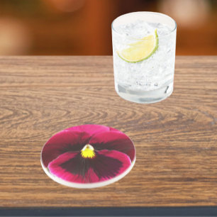 Söt Lila Pansy Blommigt Underlägg