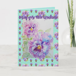 Söt Lila Pansy Viola Watercolor Art Card Kort