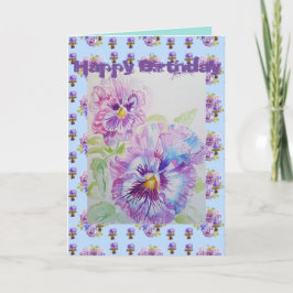 Söt Lila Pansy Viola Watercolor Art Card Kort