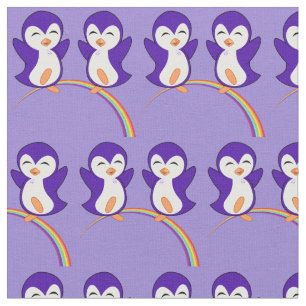 Söt Lila Penguin i regnbåge Tyg