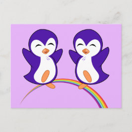 Söt Lila Penguin Vykort