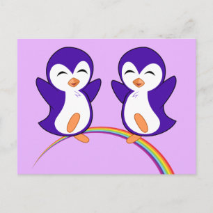 Söt Lila Penguin Vykort