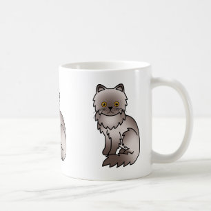 Söt lila perserkatte tecknad illustration kaffemugg