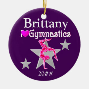 SÖT LILA PERSONLIG GYMNAST ORNATION JULGRANSPRYDNAD KERAMIK