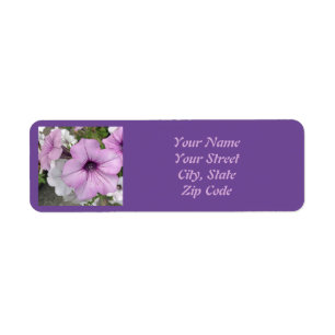Söt Lila Petunia Flower Photo Label Returadress Etikett