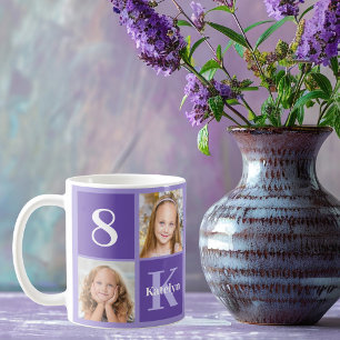 Söt Lila Photo Collage Birthday Gift Kaffemugg