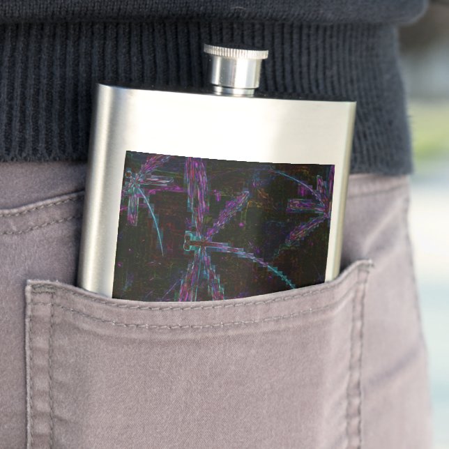 Söt Lila Pixelated Dragonfly Fickplunta (In Situ)