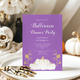Söt Lila Pumpa Halloween Middagskväll Inbjudningar