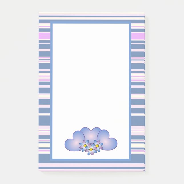 Söt Lila Rand, örhängen och blommor Post-it Block (Framsida)