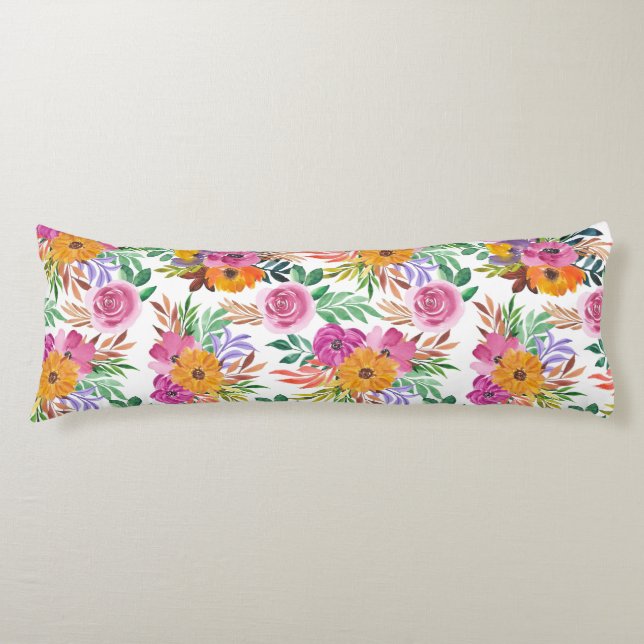 Söt Lila Ro Gula blommor Blommigt Bedding Kroppskudde (Framsidan)