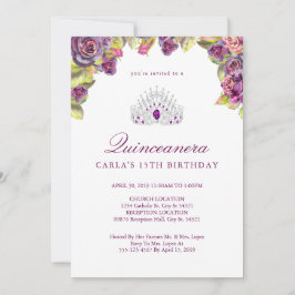 Söt Lila Ro Quinceanera-inbjudan Inbjudningar