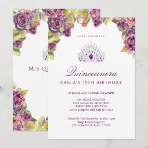 Söt Lila Ro Quinceanera-inbjudan Inbjudningar