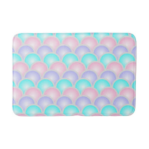 söt lila rosa aqua blue pastel sjöjungfru scale badrumsmatta