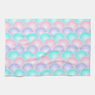 söt lila rosa aqua blue pastel sjöjungfru scale kökshandduk