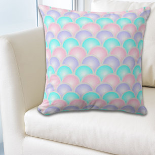 söt lila rosa aqua blue pastel sjöjungfru scale kudde