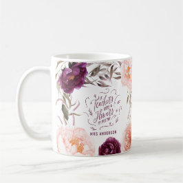 Söt lila rosa blommigt elegant-lärare kaffemugg