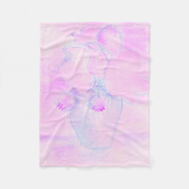 Söt lila, rosa blommor fluffig filt (Framsidan)