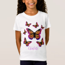 Söt lila rosa blue orangebutterflies T-Shirt
