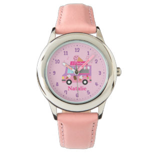 Söt Lila Rosa Glassbil För Flickor Armbandsur
