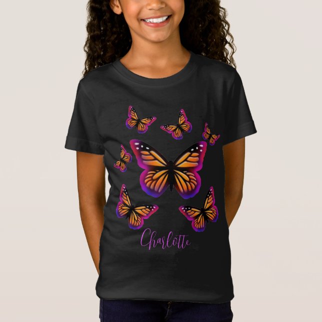 Söt lila rosa orange t shirt (Framsida)
