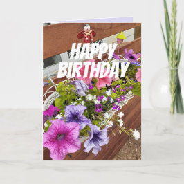 Söt Lila & Rosa Petunias Garden Birthday Card Kort
