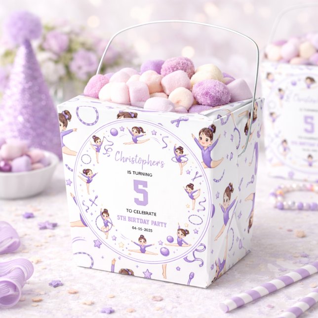 Söt Lila Rytmisk Gymnastik Sportig Tema Presentaskar (Cute Purple Rhythmic Gymnastics Sporty Theme Favor Boxes
)