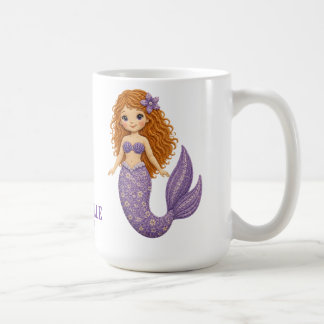 Söt lila sjöjungfru Anpassa Kaffemugg