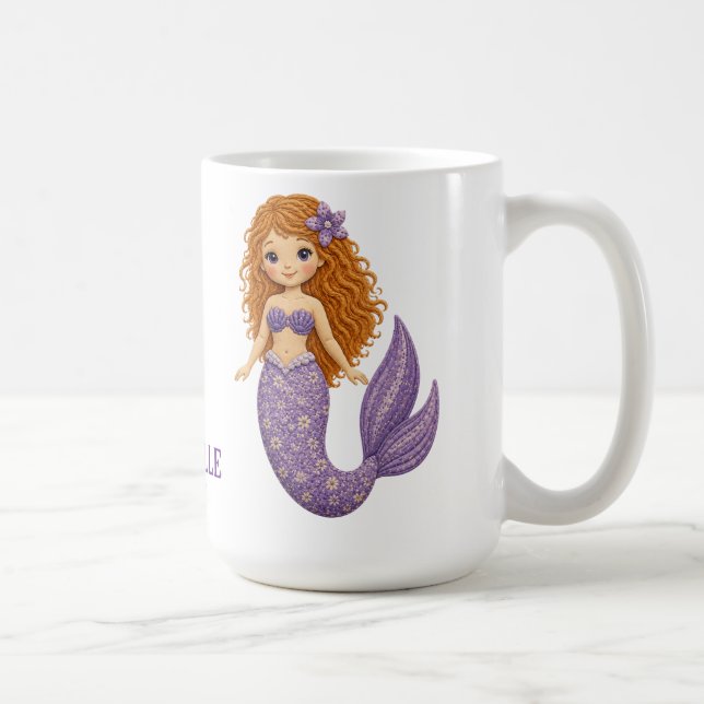 Söt lila sjöjungfru Anpassa Kaffemugg (Höger)