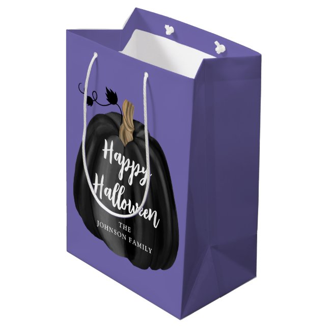Söt lila skriptpumpa Gott Halloween  (Baksidan Vinklad)