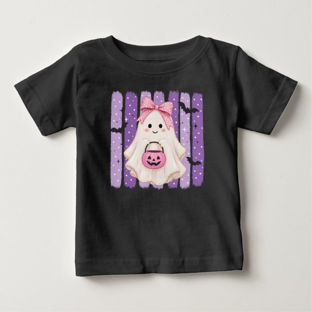 Söt lila spök Halloween T-shirt för barn (Framsida)