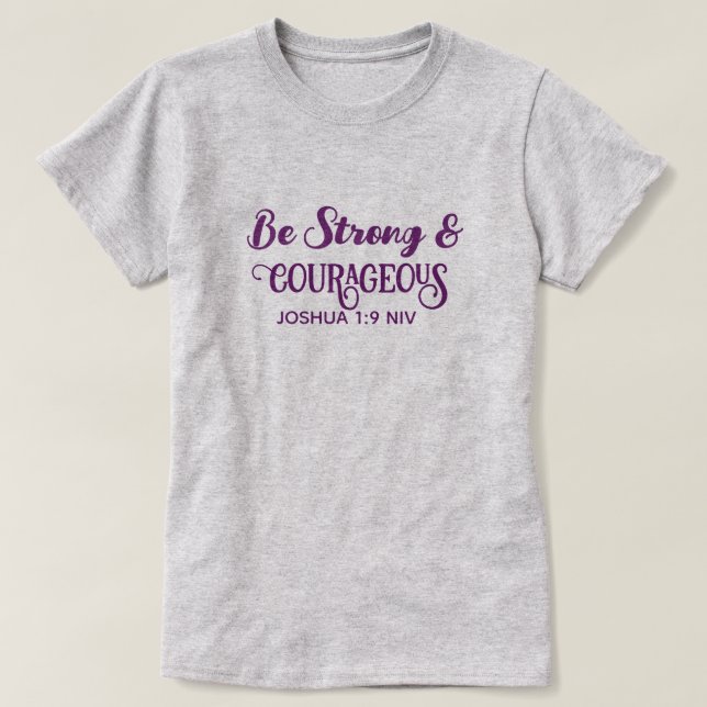 Söt Lila Stark Och Modig Enkel Grå T Shirt (Design framsida)