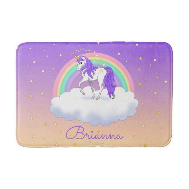 Söt Lila Sweet Dreams Rainbow Unicorn Badrumsmatta (Framsidan)