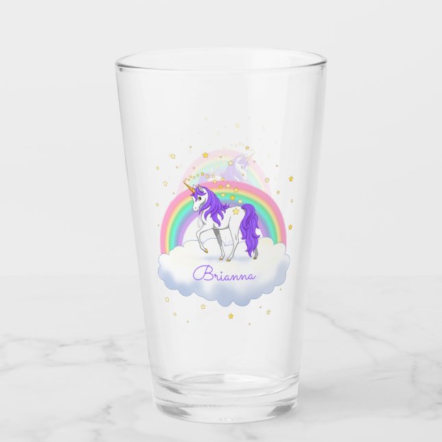 Söt Lila Sweet Dreams Rainbow Unicorn Glaskopp (Framsida)