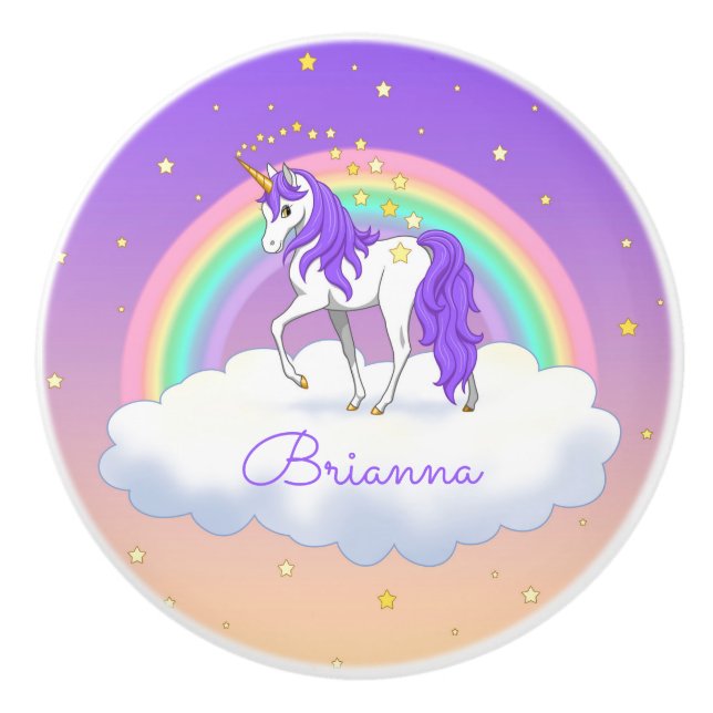 Söt Lila Sweet Dreams Rainbow Unicorn Knopp (Framsidan)
