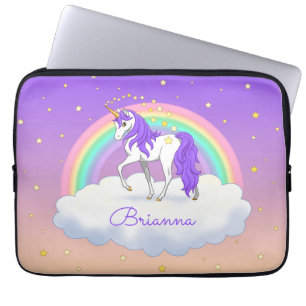 Söt Lila Sweet Dreams Rainbow Unicorn Laptop Fodral