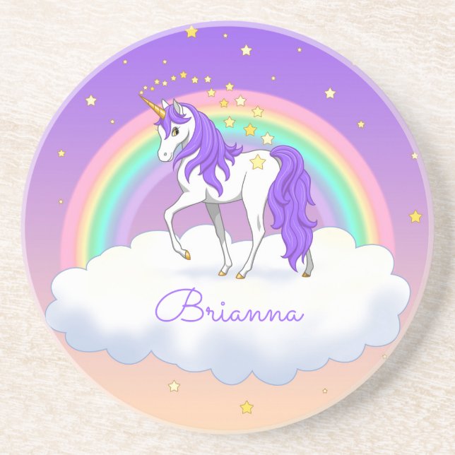 Söt Lila Sweet Dreams Rainbow Unicorn Underlägg (Framsidan)
